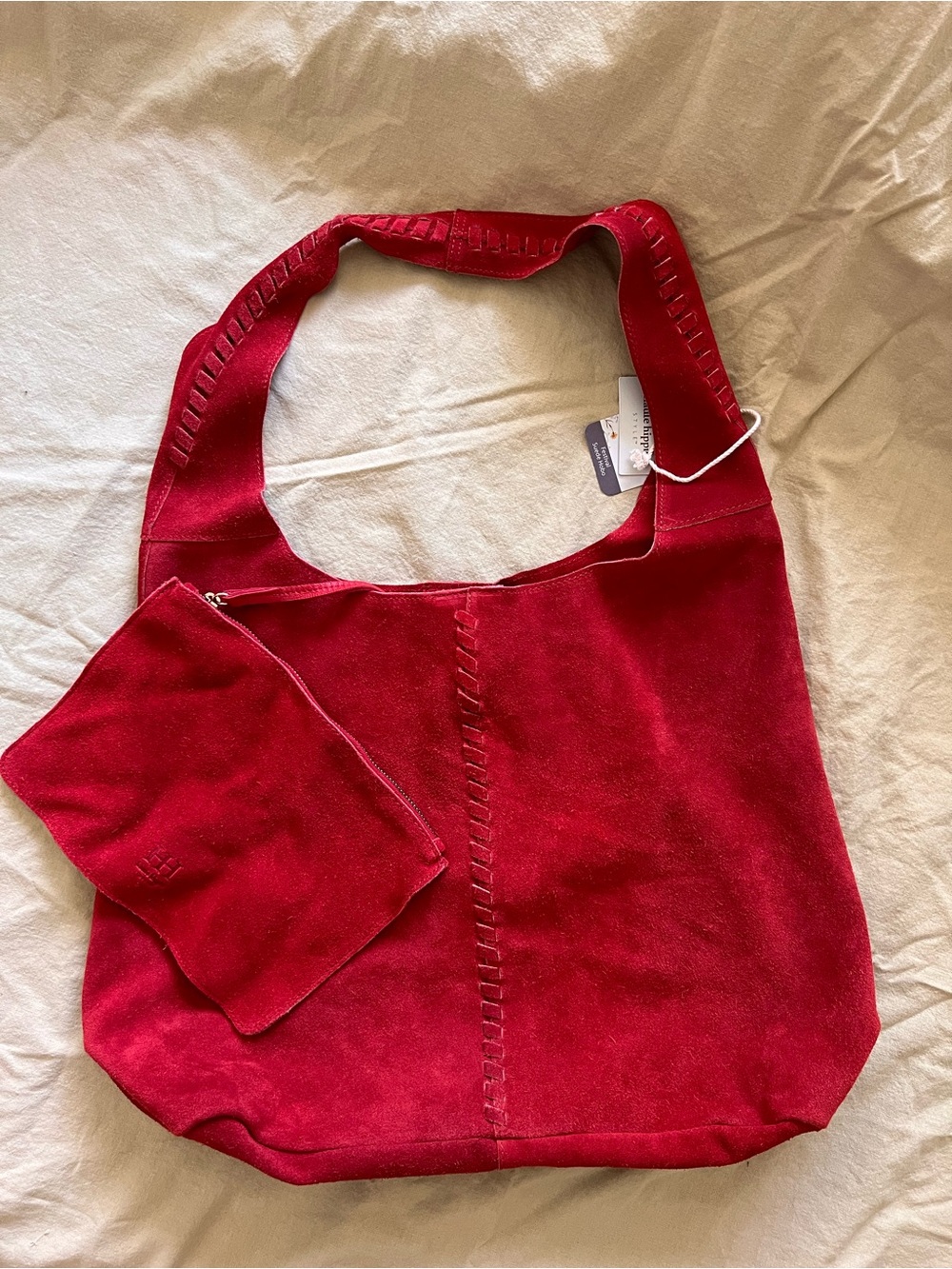 Hobo-style Shoulder Bag in Red by HAUTE HIPPIE - Picture 2 of 2